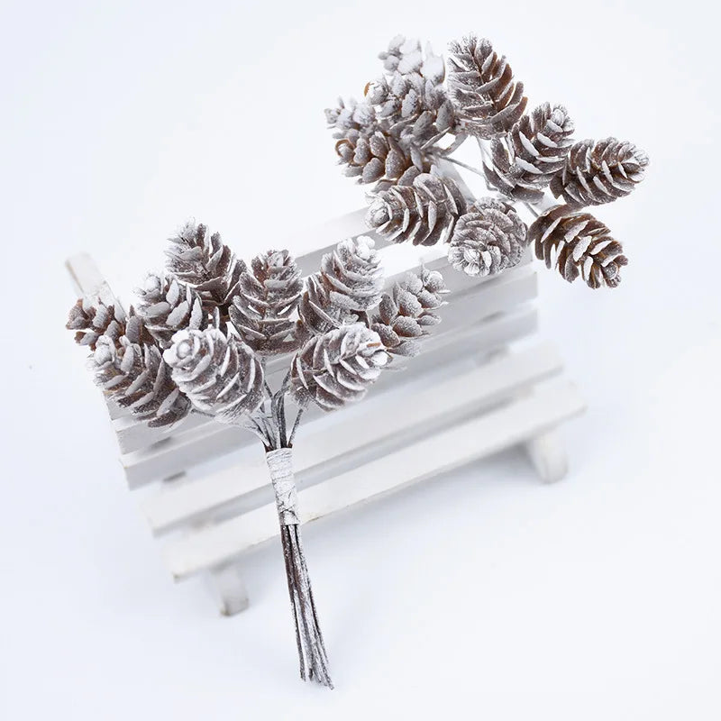10/20pcs Artificial Plant Fake Pine Cone Flowers Wreaths Christmas Wedding Party Home DIY Decoration Navidad Natal Noel Supplies