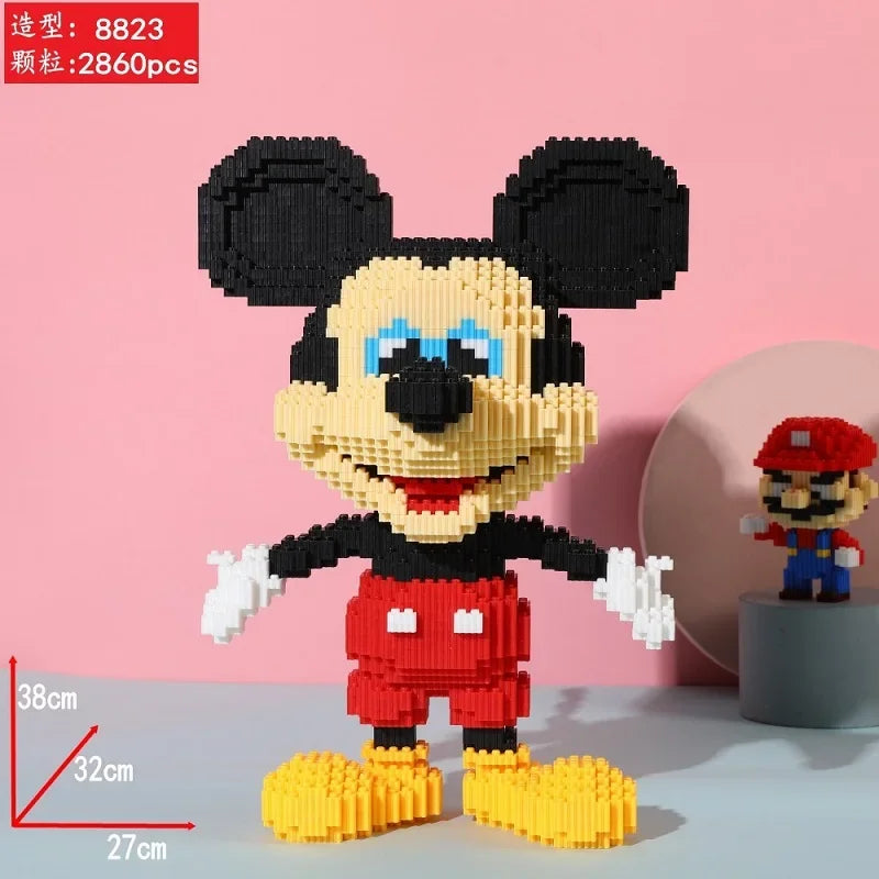 2024 New Disney Mickey Mouse Assembled Building Block Puzzle Toys DIY Cartoon 3D Model Children's Birthday Christmas Gifts
