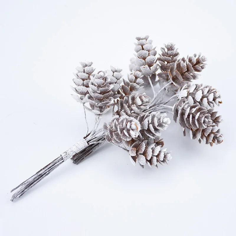 10/20pcs Artificial Plant Fake Pine Cone Flowers Wreaths Christmas Wedding Party Home DIY Decoration Navidad Natal Noel Supplies