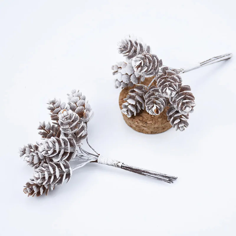 10/20pcs Artificial Plant Fake Pine Cone Flowers Wreaths Christmas Wedding Party Home DIY Decoration Navidad Natal Noel Supplies